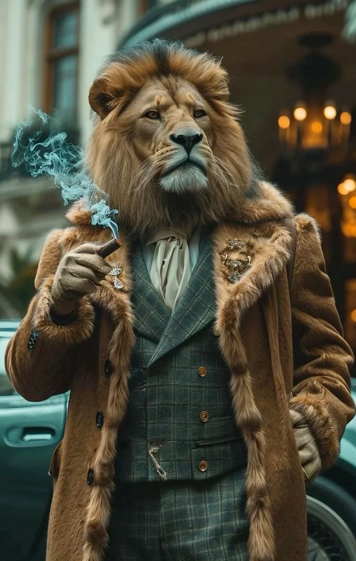 A lion with a cigar wallpaper download