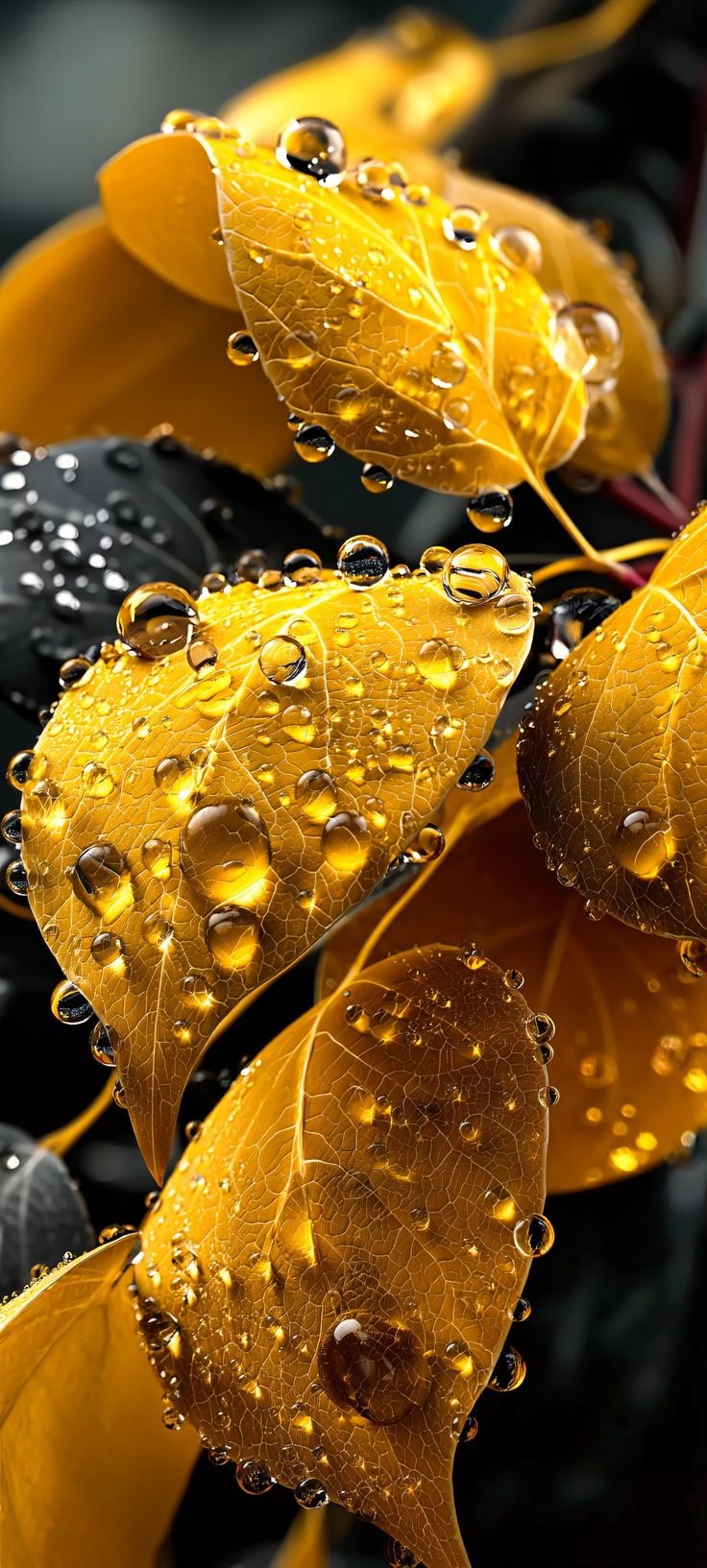 Leaves with due drops wallpaper download
