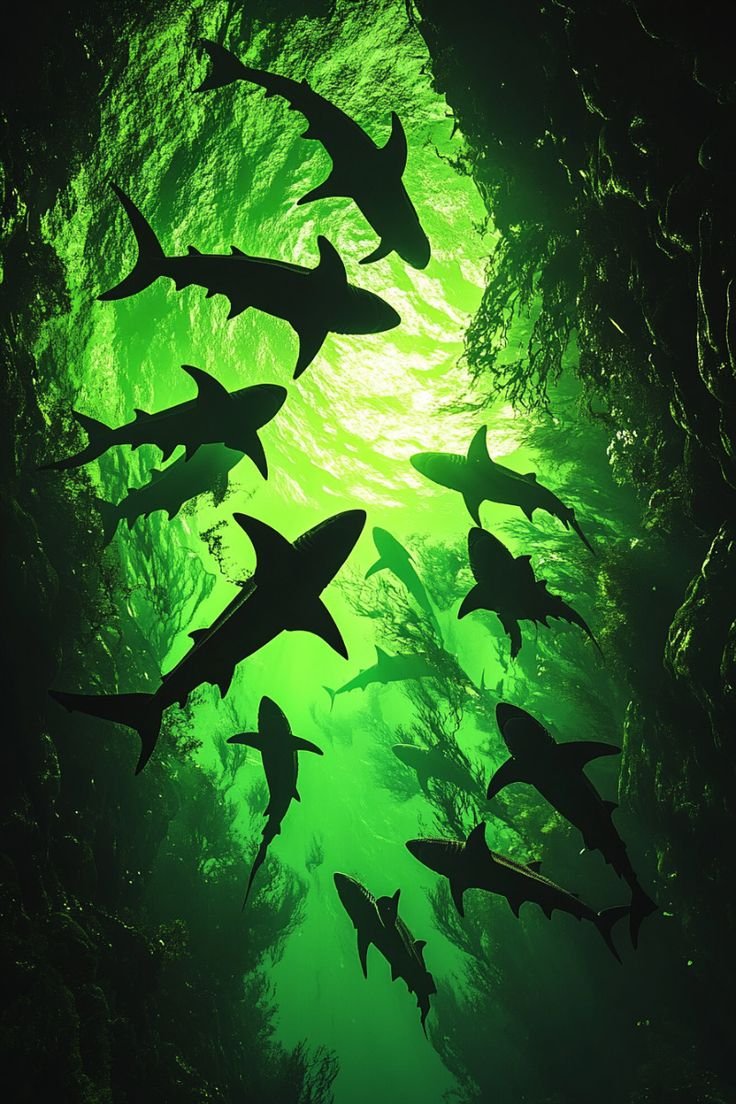 Sharks in the ocean wallpaper download
