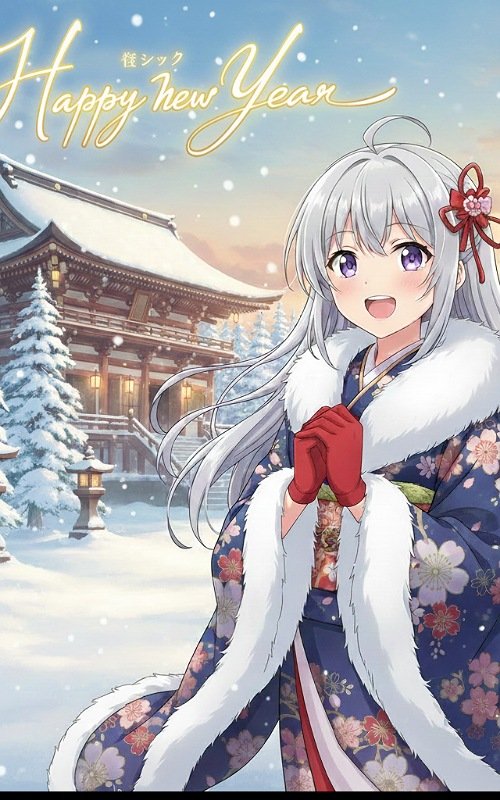 Anime girl wishing Happy new year | Ari Store